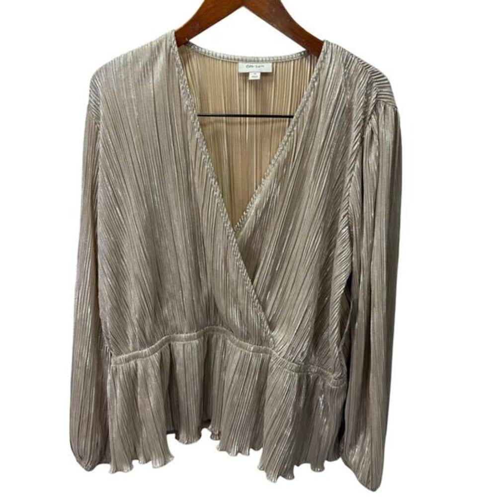 Macy's On 34th Plus Blouse Top sz 1X Gold Slinky NEW #G682
